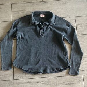 Pink Lily Charcoal Waffle Knit Top